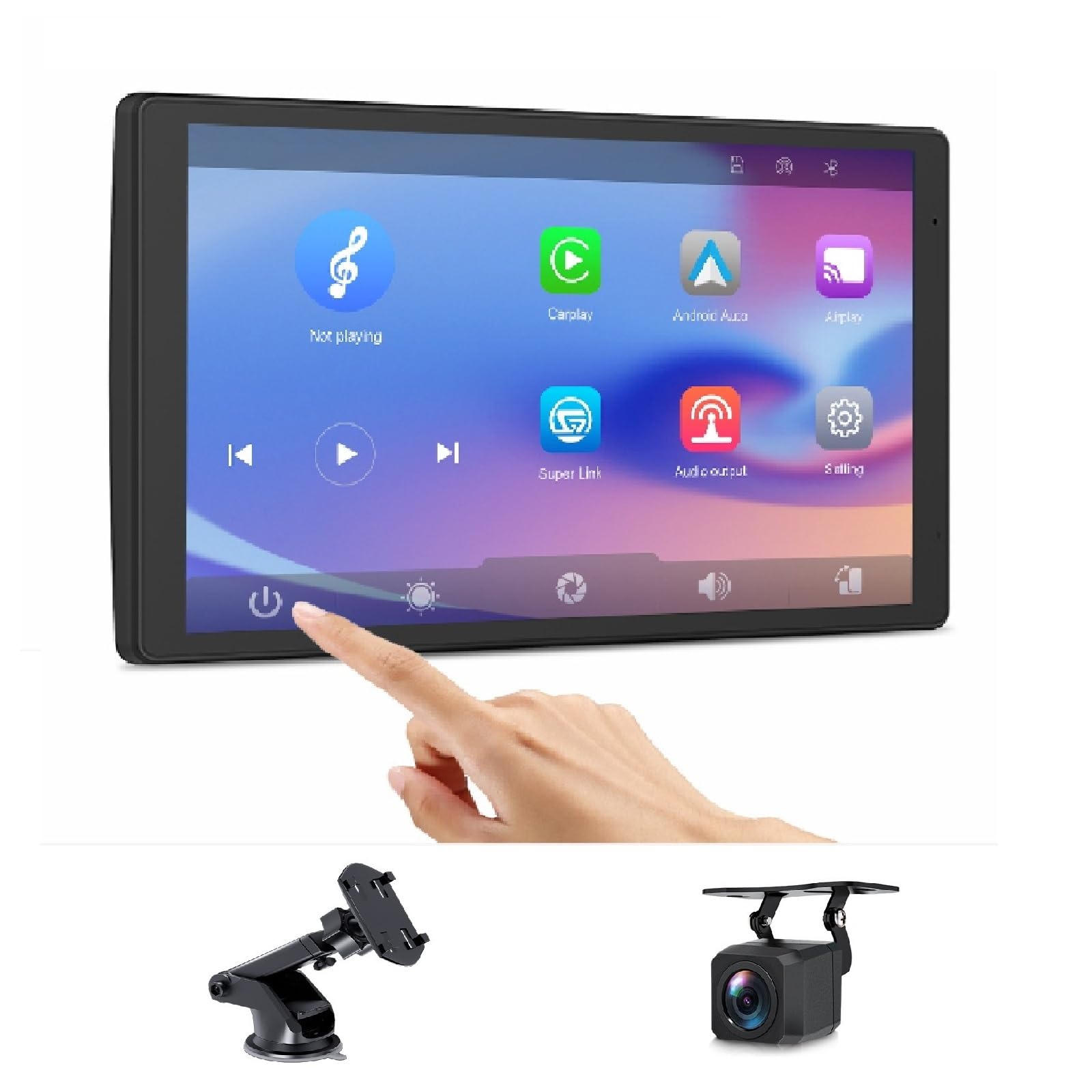Eonon8.95 Inch Display Monitor Car Stereo with Carplay Android Auto Portable Touch Screen OTA Update Audio Receivers Speaker with 1080p Backup Camera Bluetooth Airplay AUX for All Car Vehicles P5