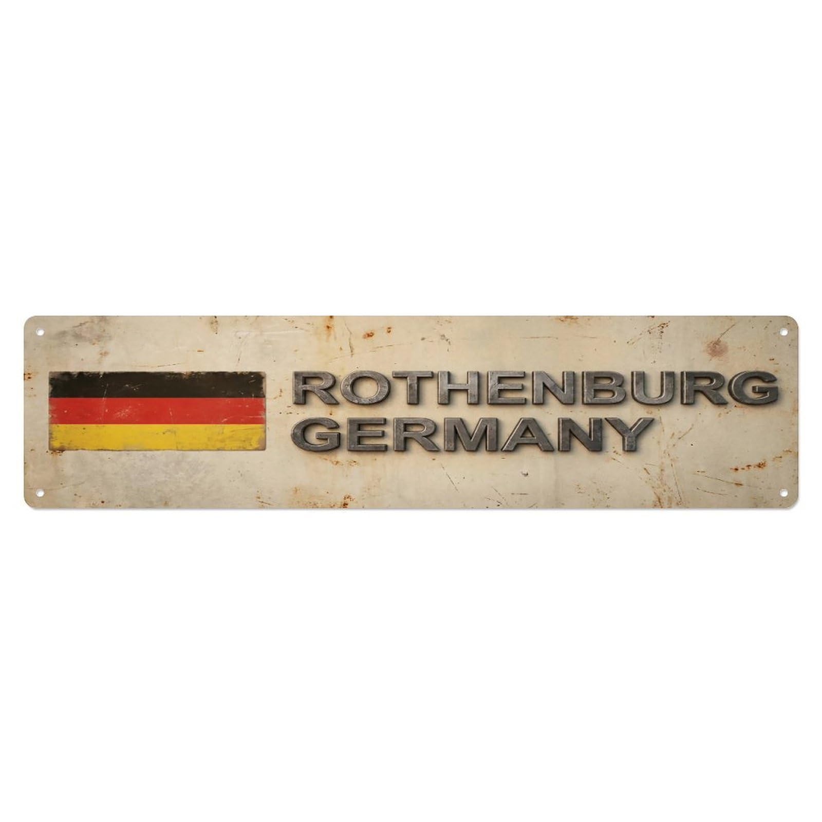 Vintage Rothenburg Germany Flag Decor Rustic Travel Metal Tin Sign