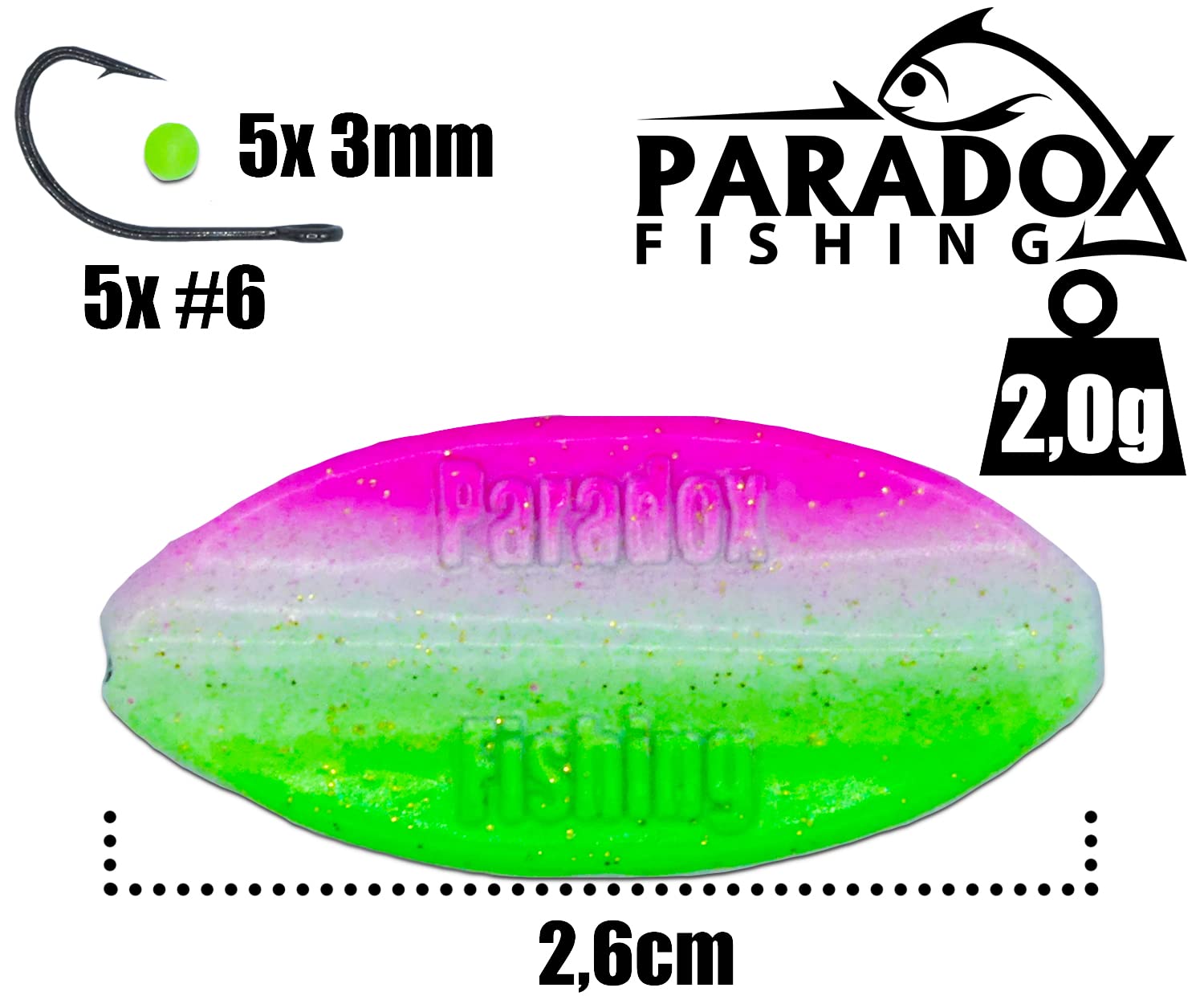 Paradox Fishing Lot de 5 clignotants de continuité 2,0 g/3,5 g I Wing Inline Spoon I Appâts à truite pour pêche à la truite