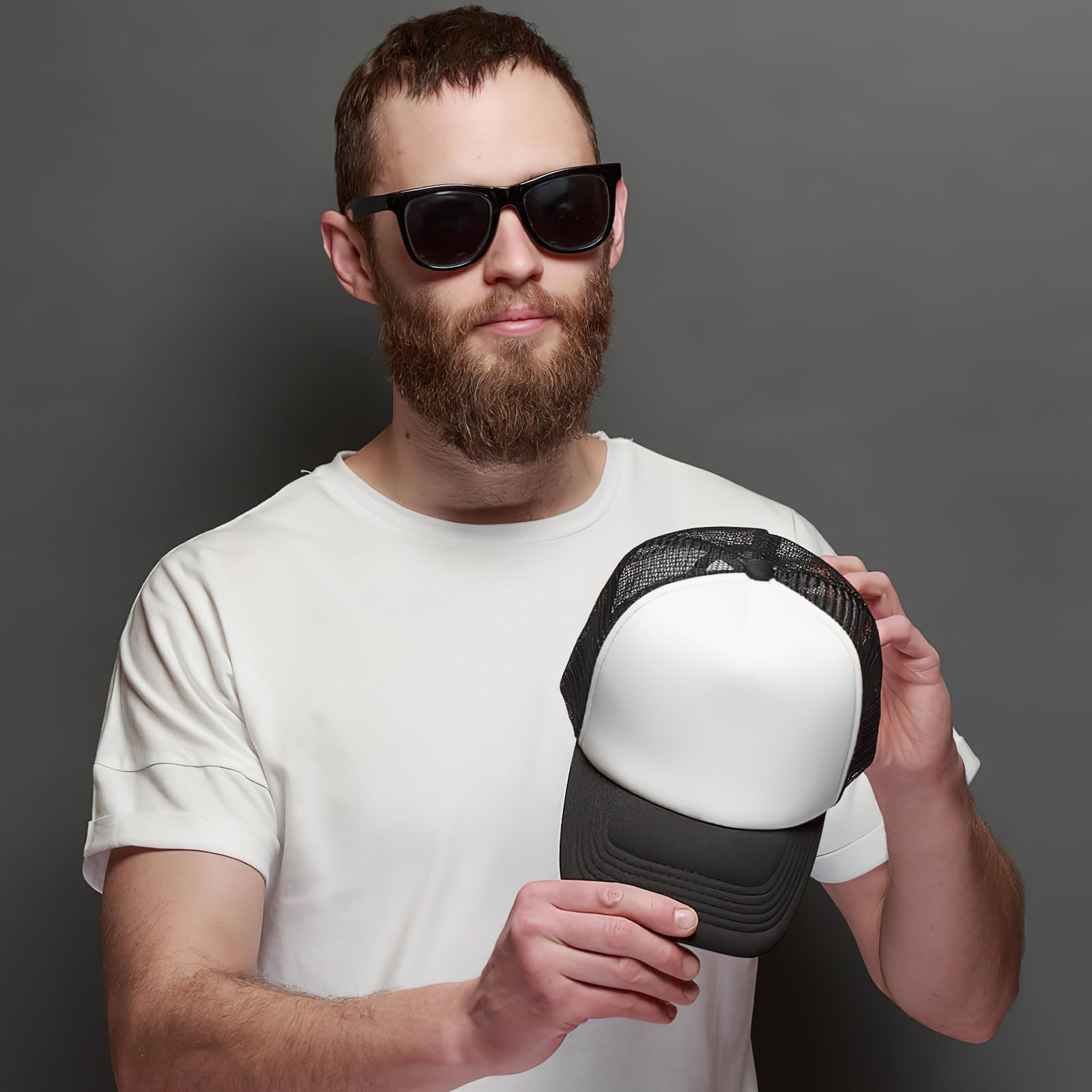 24 berretti vuoti da camionista con stampa a sublimazione, comodi cappelli da baseball in rete, per sublimazione, confezione grande per uomini e donne, colore nero