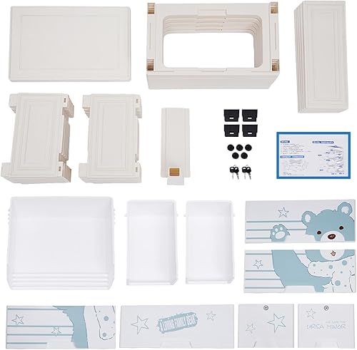 Miniatura 9 de Organizador de cajones de tocador, armario de almacenamiento alto con cerradura, cómoda de plástico con 6 cajones y ruedas para ropa, dormitorio,