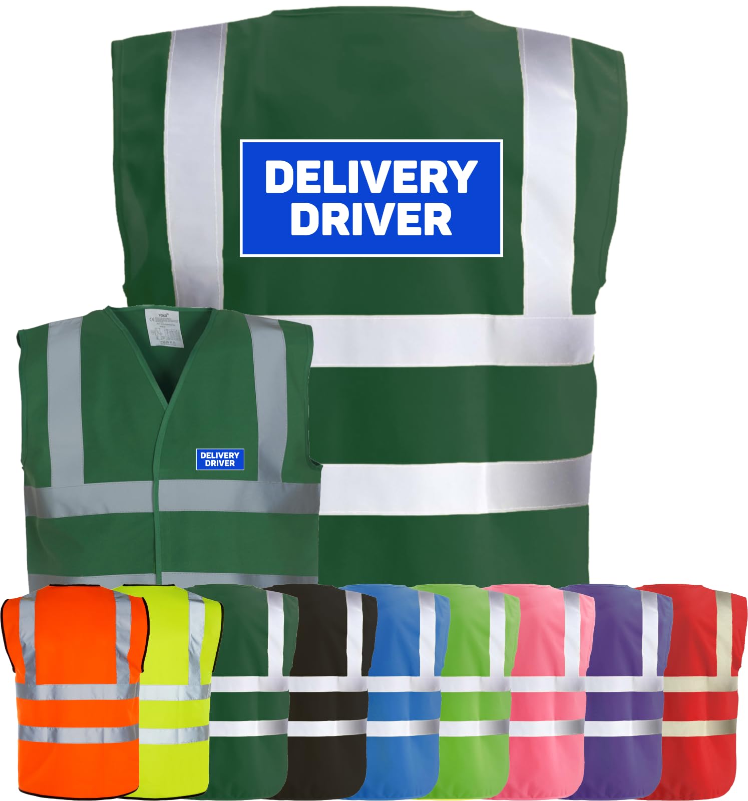 Corporate Togs DELIVERY DRIVER Hi-Visibility Safety Vest with 2 Band & Brace Reflective Strips, Fully EN471 Health & Safety Compliant Vest | Protective Safety Wear
