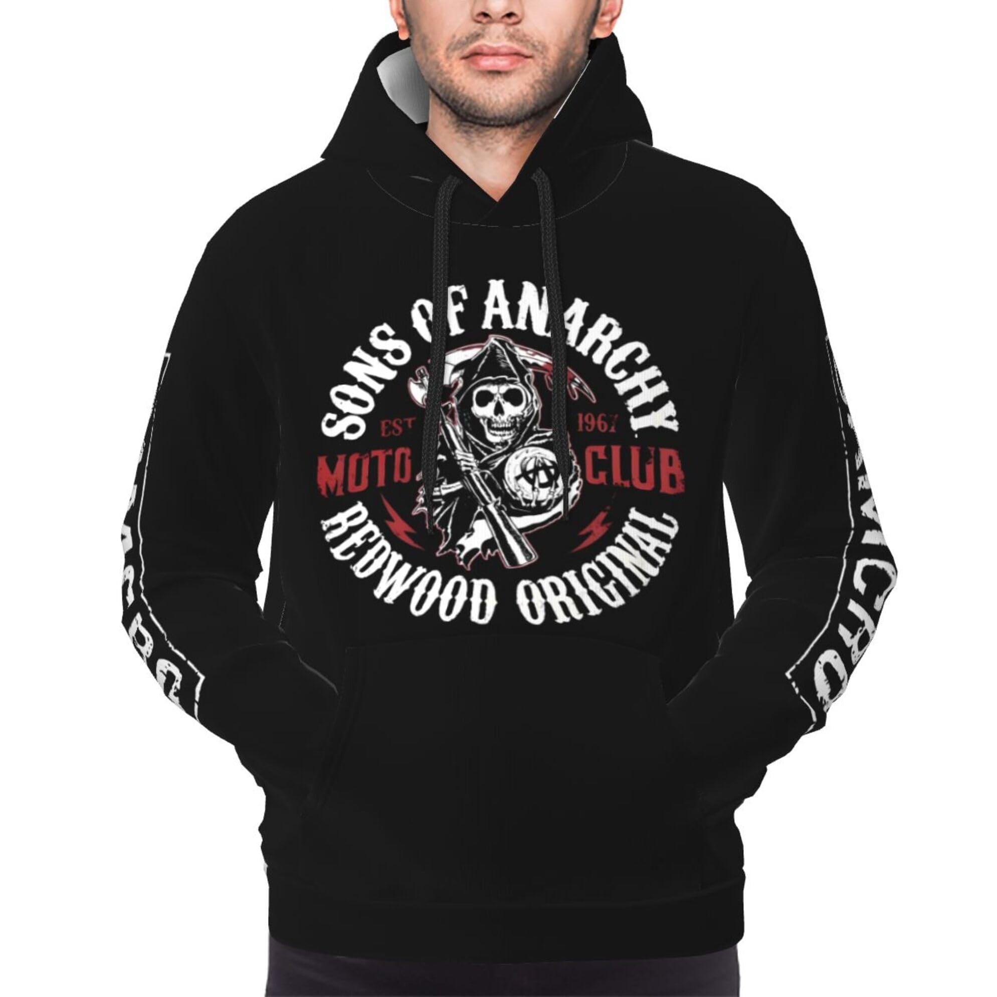 KESATUOT Men's anarchy TV Series Sons Hoodies Pullover Sweatshirts With Pockets Fashion Long Sleeve Hoodies and Sweatshirts for Men Multicolor 3XL