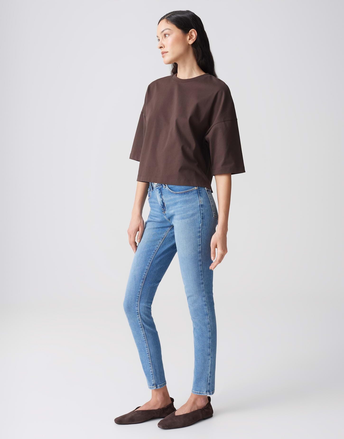 OPUS Damen Skinny | Skinny Jeans ELMA Ocean Blue Low Rise mit Stretch-Anteil