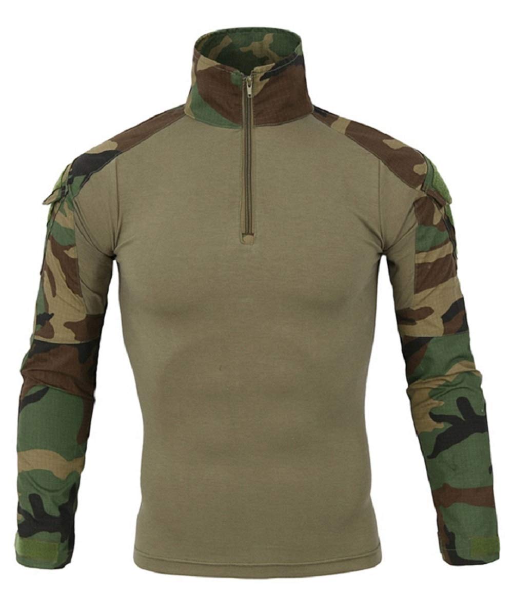 Chemise de Combat Militaire Homme Airsoft Shirt Tenue Camouflage Uniforme Tactique Séchage Rapide à Manches