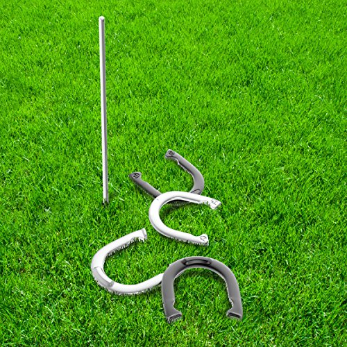Professional Grade Horseshoe Set - Heavy-Duty Set with Carrying Bag, 4 Horse Shoes, and 2 Poles - Outdoor Games for Adults and the Whole Family by Trademark Games - Thumbnail 6