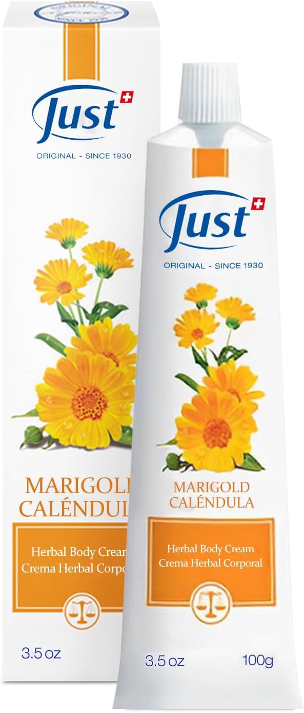 Swiss Just Marigold Calendula 100 ml, Nourishing Cream with Marigold Extract. Body Cream Promotes Cell Renovation & Improves the Appearance of Scarring & Stretch Marks