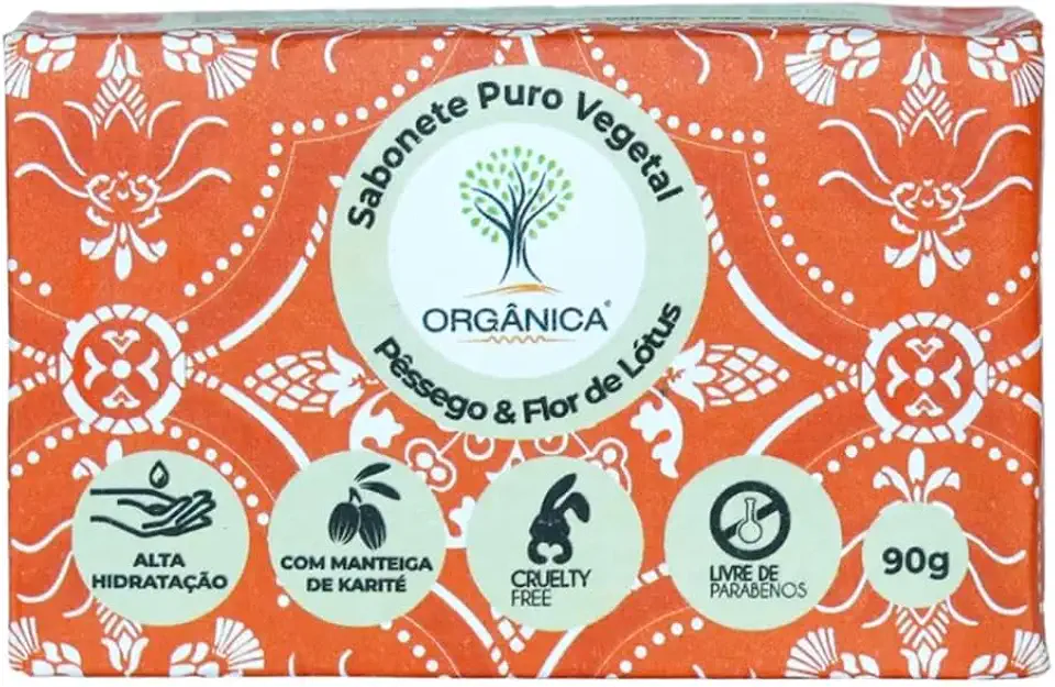Organica Sabonete Em Barra Vegano Pêssego E Flor De Lótus 90G Orgânica