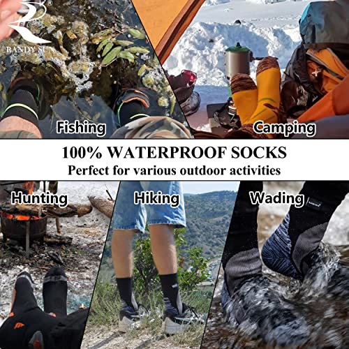 Randy Sun Mens Waterproof Socks, Perfect Waterproof Hiking Socks, Women's Fashion Windproof Skiing Camping Wading Trail Climbing Cycling Fishing Sports Business Crew Cushioned Socks, Black Grey M #TOP3
