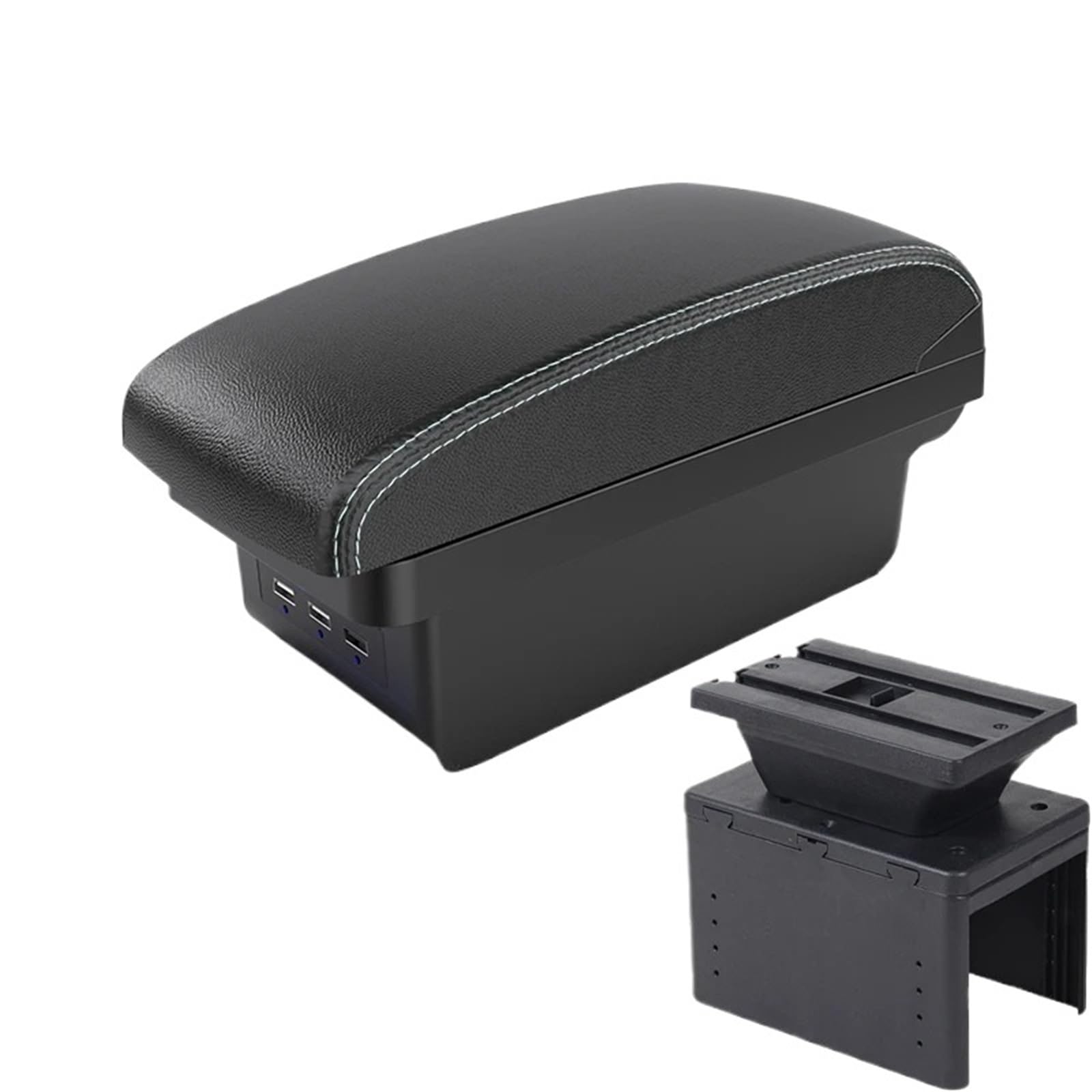 AWGNTQQ Car Armrests Universal Model Car Armrest Box Car Accessories Storage Box Support Interior Retrofit Parts(B3 Black white 3 USB)