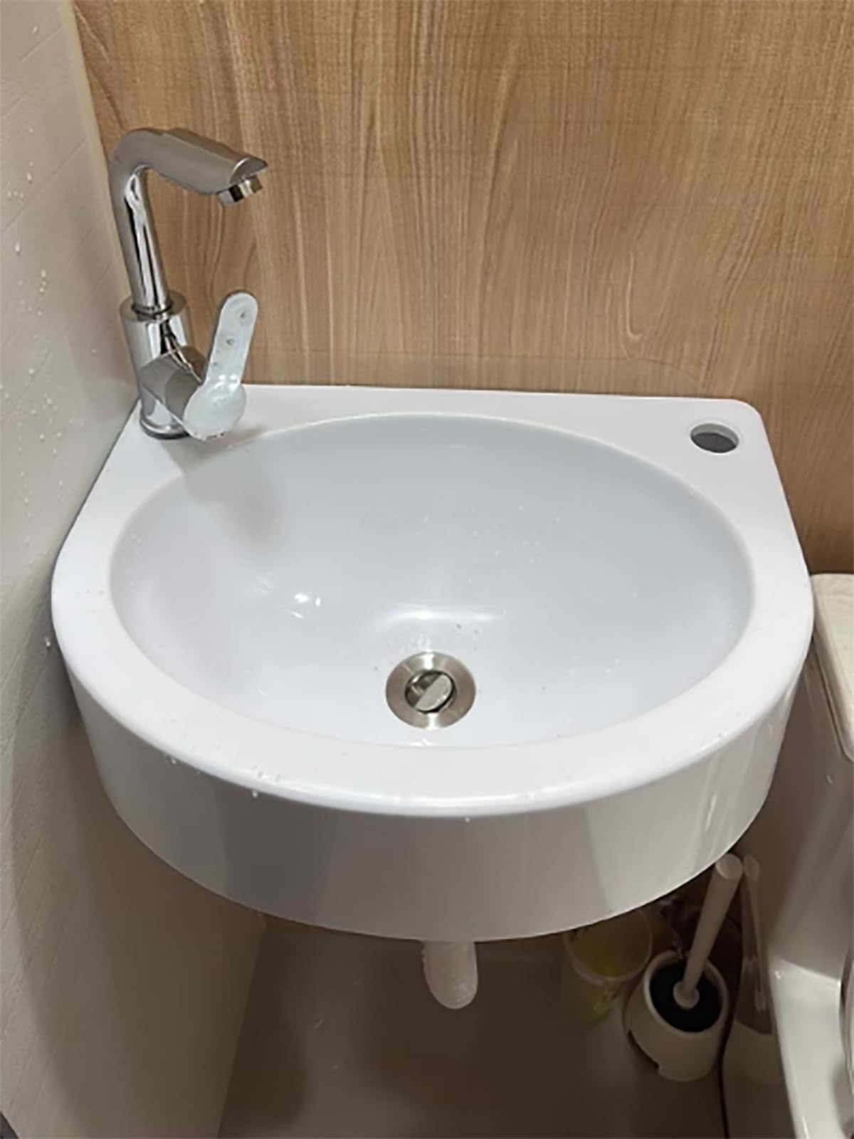Generisch Petit lavabo mural en plastique pour salle de bain caravane camping-car 40 x 28 x 14 cm blanc robinet inclus