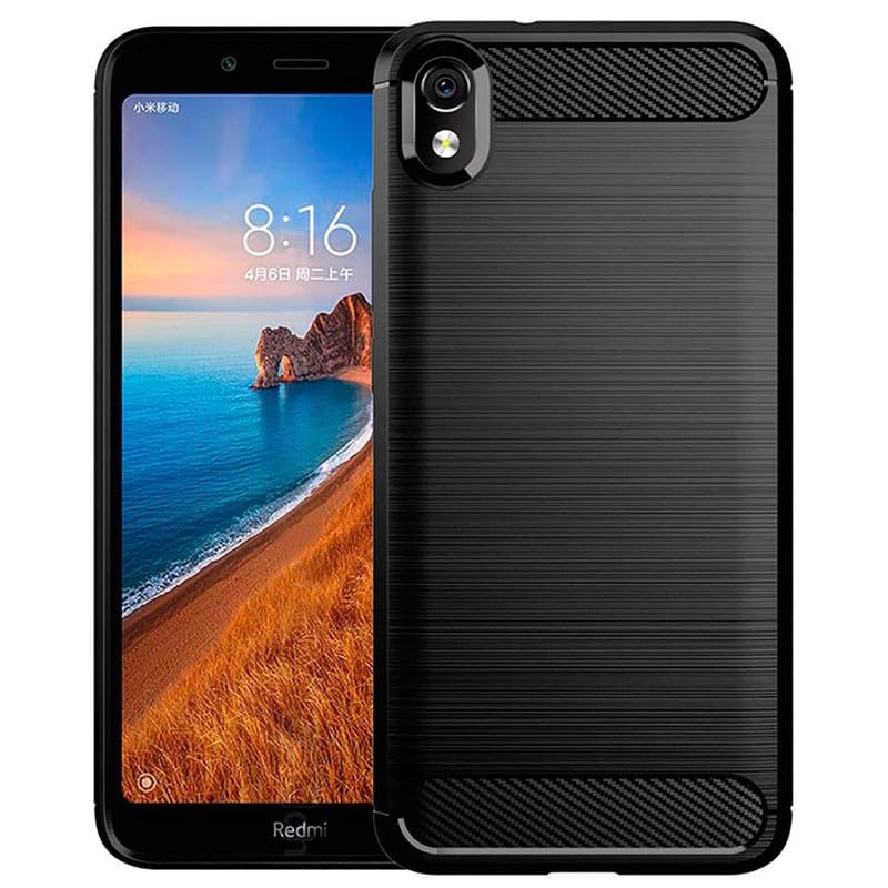 Image of Hybrid Carbon Fiber Back Case for Mi Redmi 7A (Black)