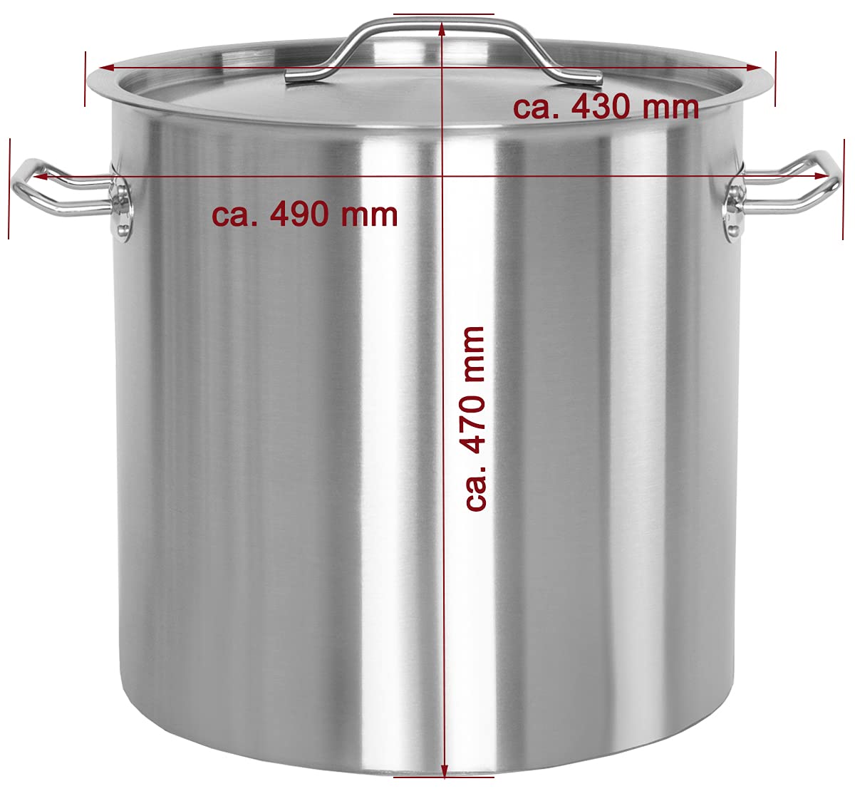 Beeketal 'BKT-50' Gastronomie Kochtopf ca. 45 Liter aus Edelstahl mit starken Griffen und Deckel, Topf für alle Herdarten geeignet (Induktion, Gas, Glaskeramik), ideal als z.B. Suppentopf