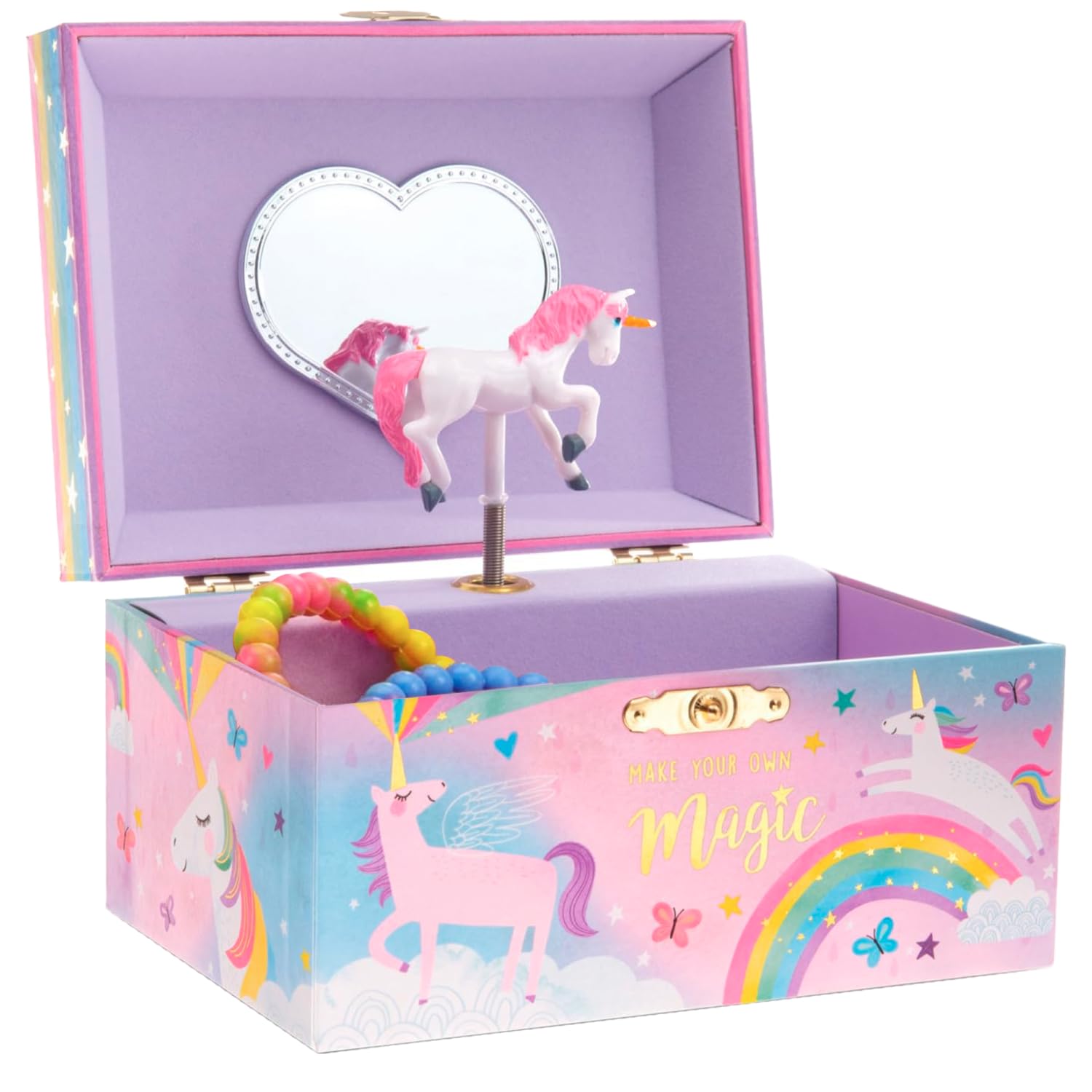 Jewelkeeper Girl's Musical Jewelry Storage Box with Spinning Unicorn, Cotton Candy Unicorn Design, The Beautiful Dreamer Tune, Ideal Gifts for Little Girls