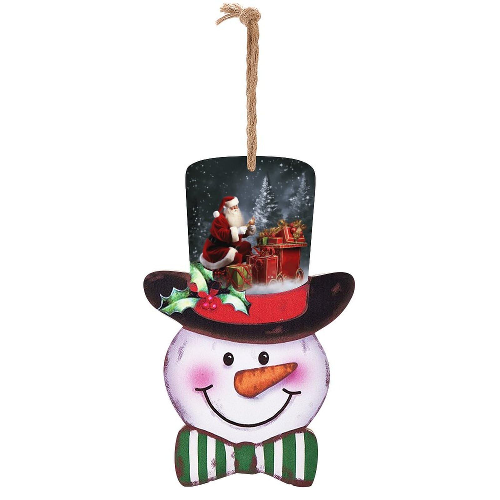 Plaque en bois bonhomme de neige pour entrée festive maison
