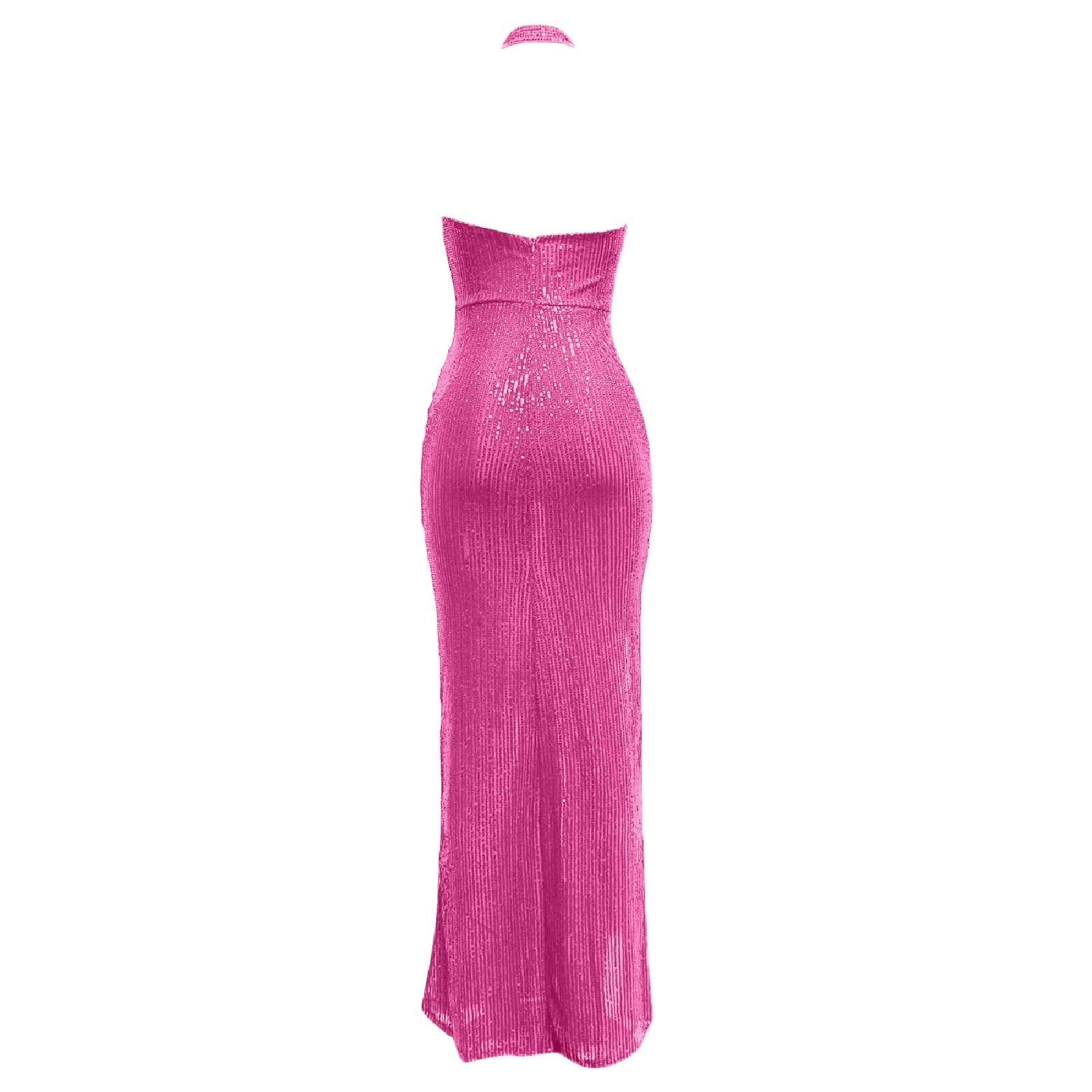 Elegante Vestido Largo de Noche con Lentejuelas y Tirantes para Ocasiones Formales Femeninas