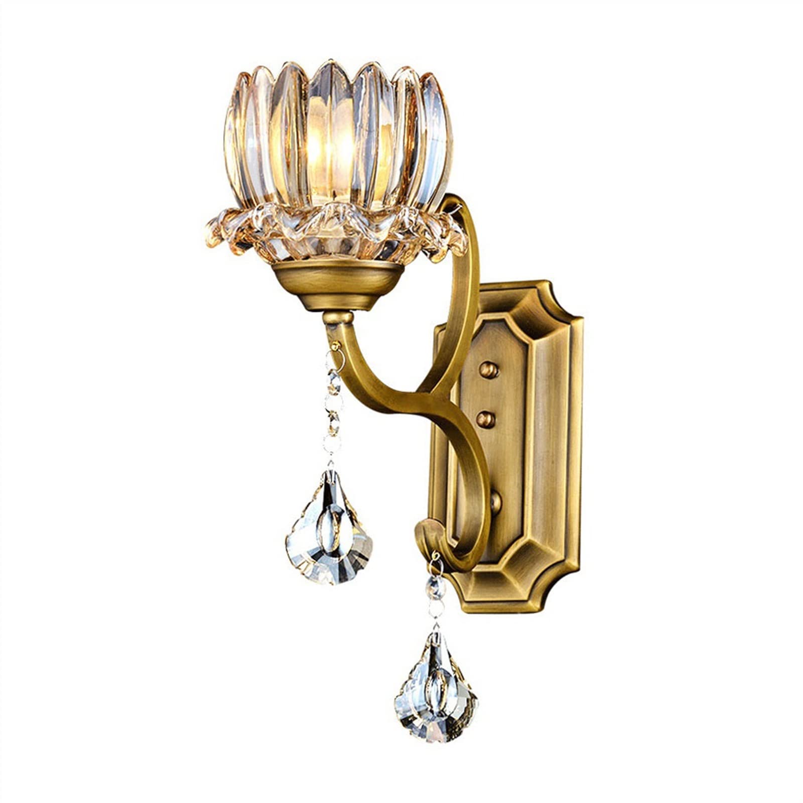 Yinj9562fg One Color Living Room European Style Copper Crystal Wall Lamp Exquisite Living Room Corridor Decoration Bedroom Bedside Decor