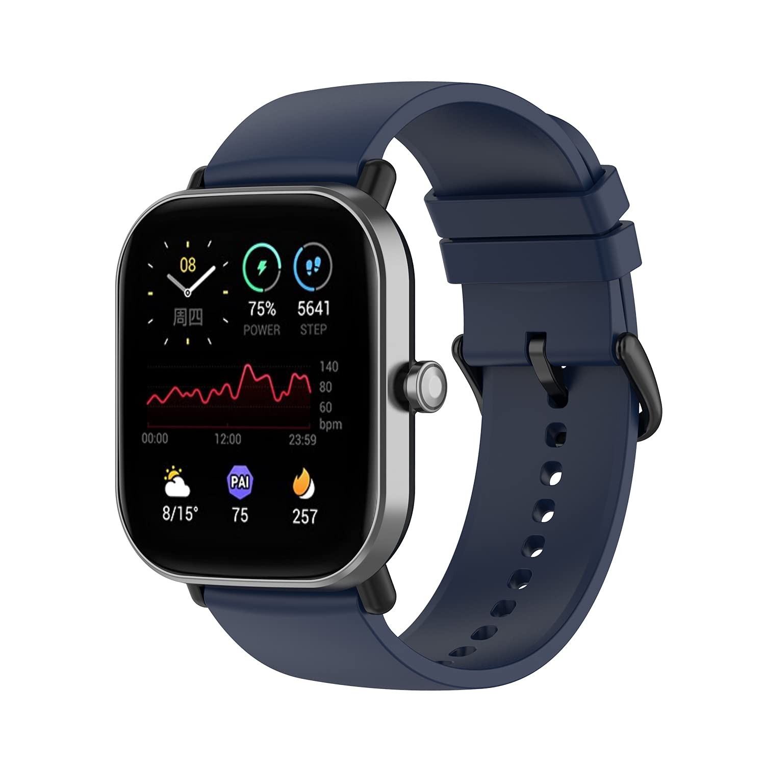 Amzpas Ersatz-Armband Für Garmin Forerunner 245/645/55/Vivoactive 5/3 - Silikon, Verstellbar, Blaugrau, Viele Farben