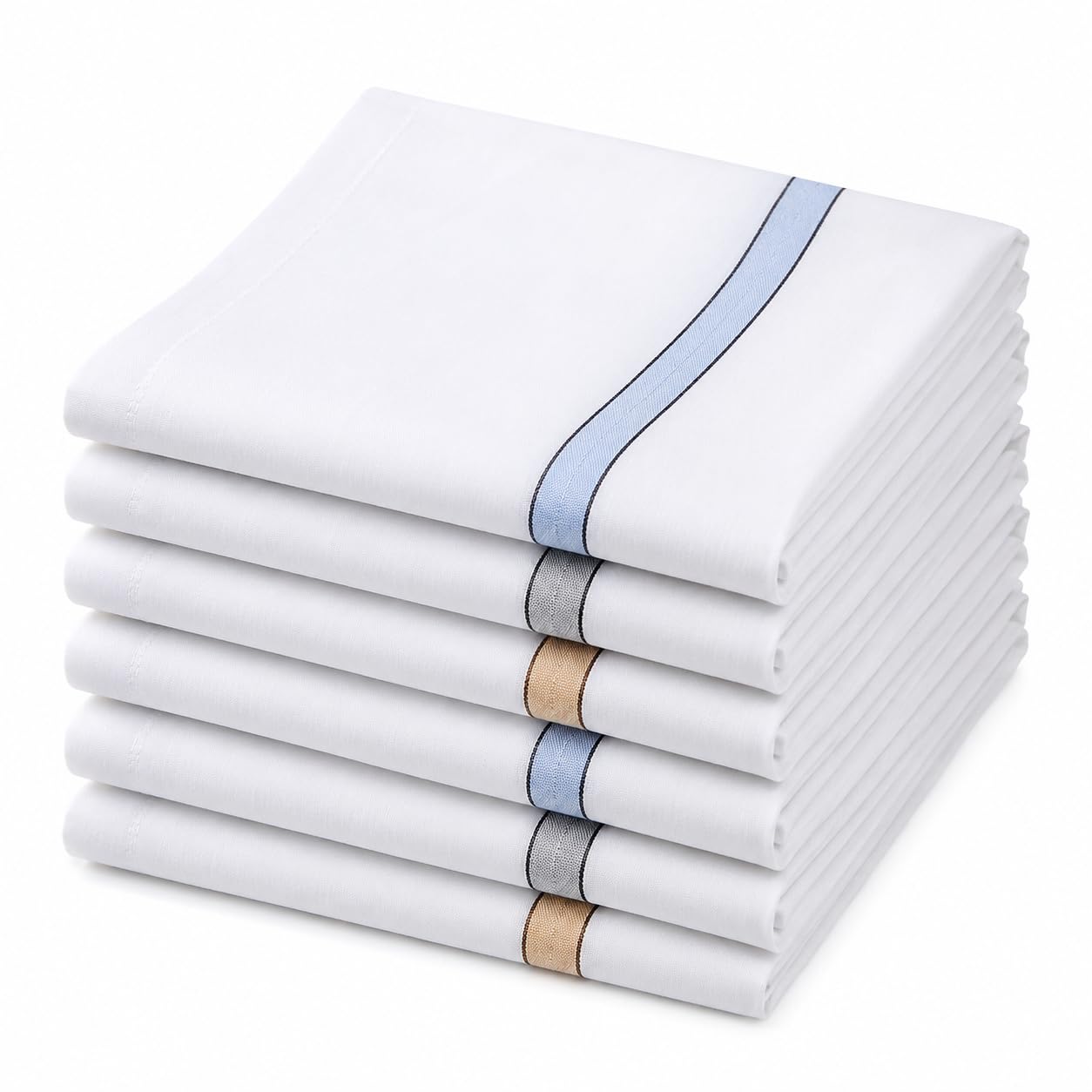 Cotton Handkerchief for Men | Pack of 6 | White Border Design-image-43