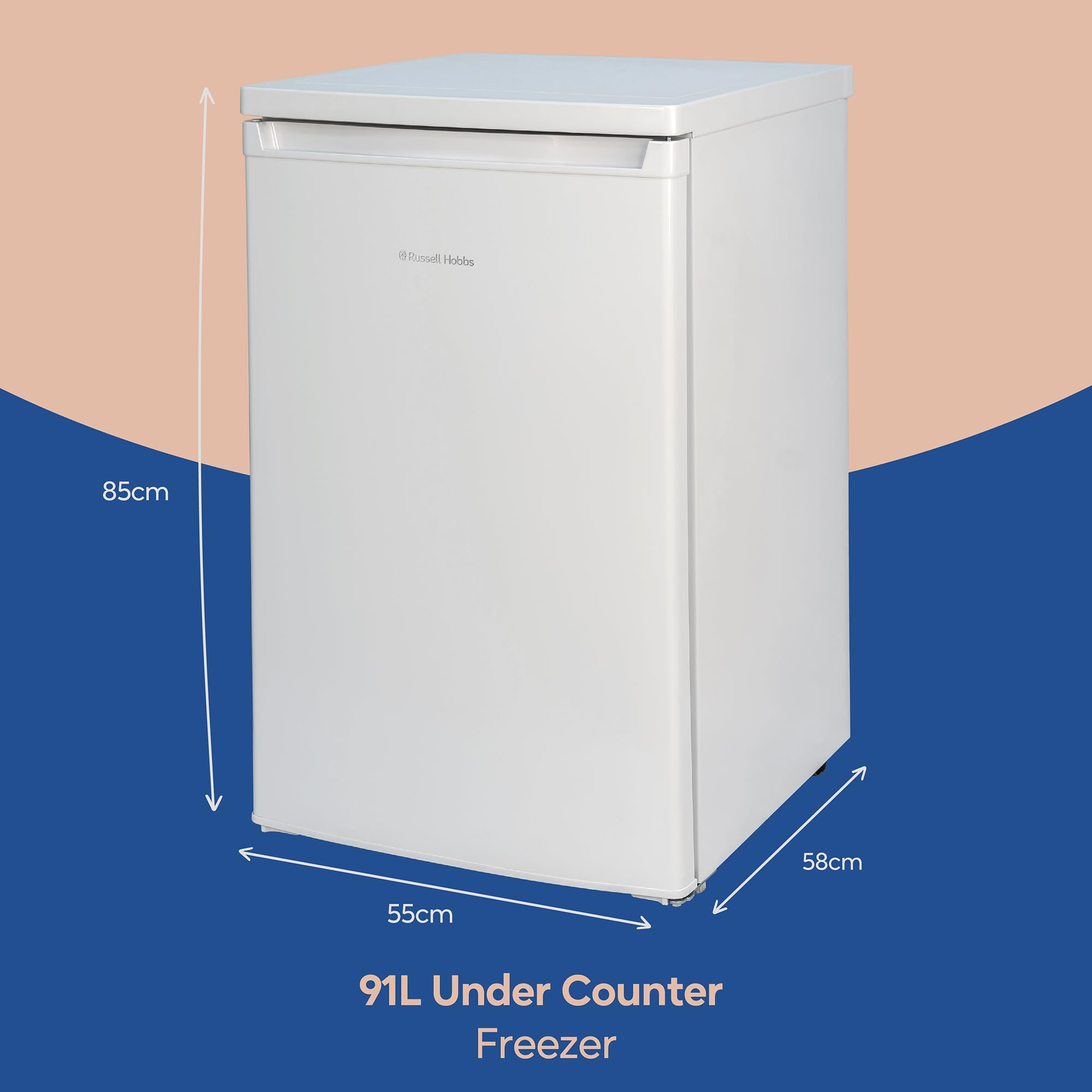 Russell Hobbs Under Counter Freezer 91 Litre Capacity 55cm Wide with Adjustable Thermostat & Feet, 3 Freezer Drawers, Reversible Door, White, 2 Year Guarantee RH85UCFZ552E1W - 2