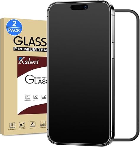 Paquete de 2 protectores de pantalla de vidrio mate para iPhone 15 Pro de 6.1 pulgadas 2023 con marco de fácil instalación, antirreflejos,