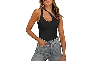 Butsmooth Women's Sexy Plunge One Shoulder Sleeveless V Backless Going Out Tank Bodysuits
