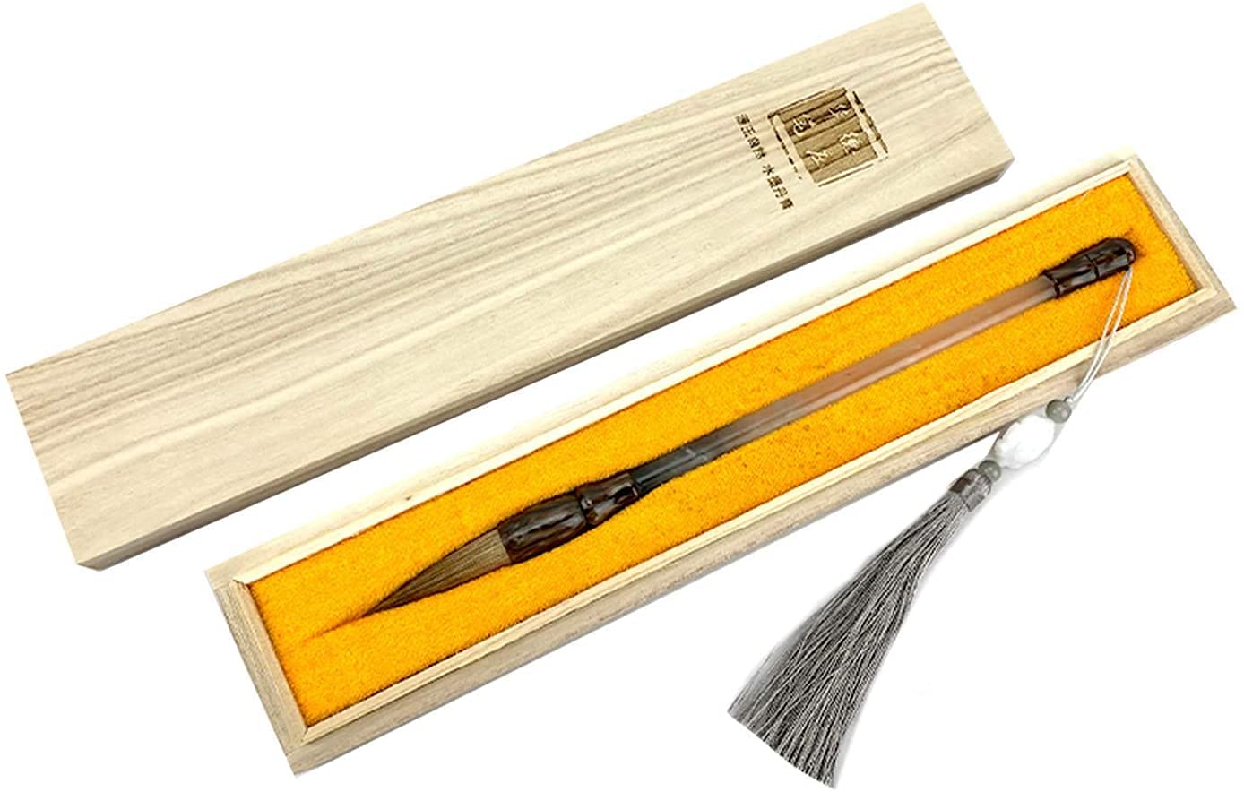 Pinceau de Calligraphie Chinoise Plume Cheveux Mixtes et Pinceau Sumi en Jade