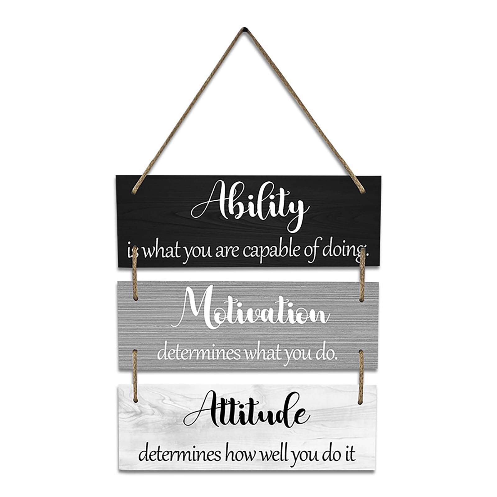 Handcrafted Wooden Inspirational Plaques Ability Motivation Attitude Hanging Sign for Modern Offices and Home Decoration Offices Wooden Wall Hanging Sign