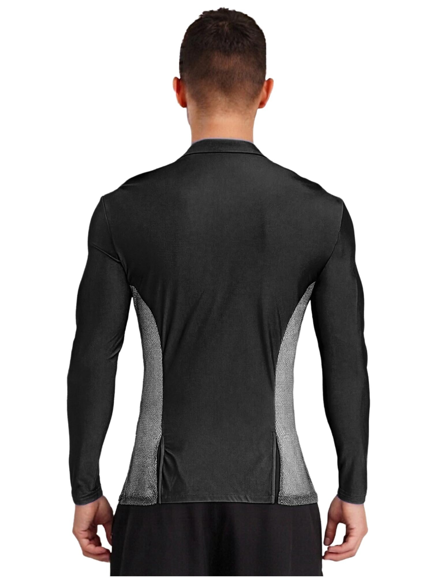 ranrann Homme Haut Danse Latine Manches Longues Strass Scintillants en Maille Top Danse Salsa Rumba Samba Chemise Jazz Moderne