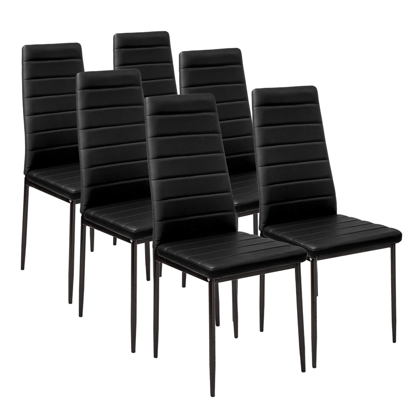Panana Stunning Modern Faux Leather Black White 4/6 Chair Set for Dining Kitchen Room (Black, 6PCS)