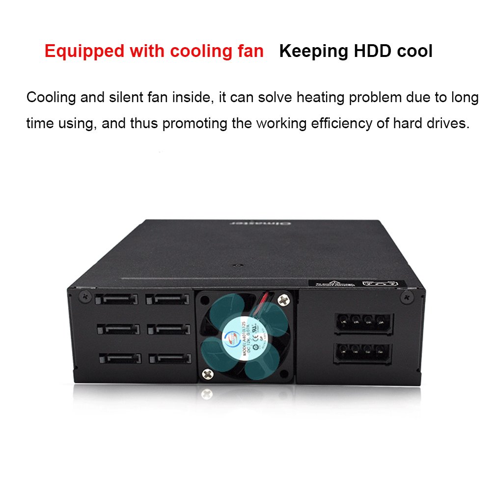 Brrnoo Backplane Mobile a 6 Alloggiamenti Rack Hot Swap per Dischi Rigidi HDD SSD da 2,5 Pollici con Ventola di Raffreddamento Blocco Tasti Trasmissione a 6 Gbps per Appassionati di