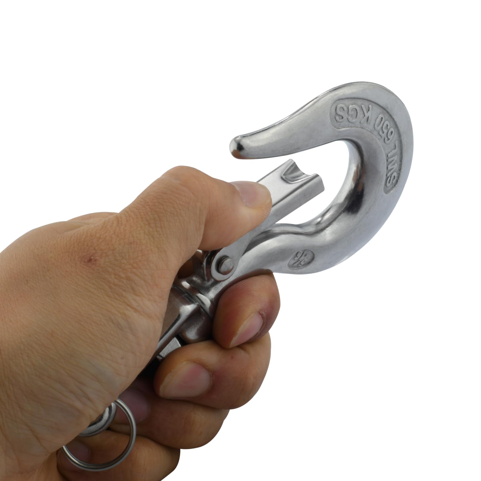 Ganci di Sollevamento, Gancio di Sollevamento Girevole in Acciaio Inossidabile 304 for carichi Pesanti, con Gancio a Scatto e bloccaggio(150kg)
