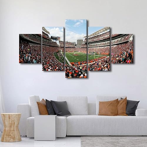 Vista 356 de Cuadros de estadios deportivos de fútbol americano de Minnesota, cuadros de vikingos, 5 paneles, lienzo para pared, arte de pared del estadio