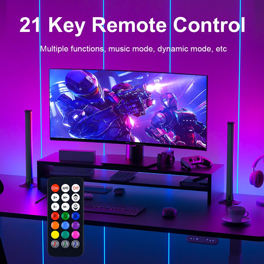 Barra de Luz LED RGBIC 42 cm, Lámpara Gaming USB con App Bluetooth, Iluminación 270° y Sincronización Musical, Luz Ambiente para Monitor, TV y Escritorio
