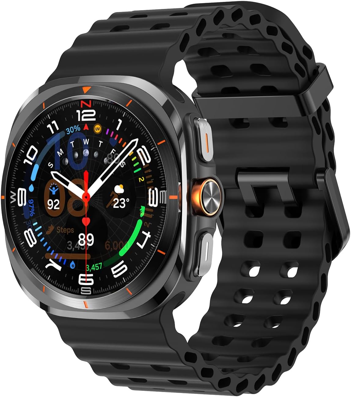 Rugged Band Compatible with Samsung Galaxy Watch 7 Ultra Band 47mm, Silicone Sport Strap Marine Bands for Galaxy Watch Ultra 2024 Men Women