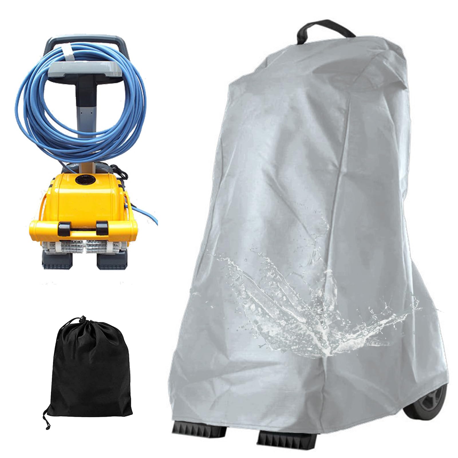 Housse De Protection étanche Pour Robot Nettoyeur De Piscine - Tissu Oxford 210D/420D - Dimensions 56x66x107 Cm - Avec Cordon De Serrage - 6