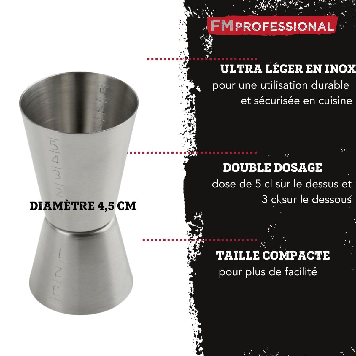 Lot De 3 Verres Doseurs En Inox Pour Cocktails - Double Graduation (3cl/4cl/5cl) - Idéal Bar, Maison, Mixologie - 4
