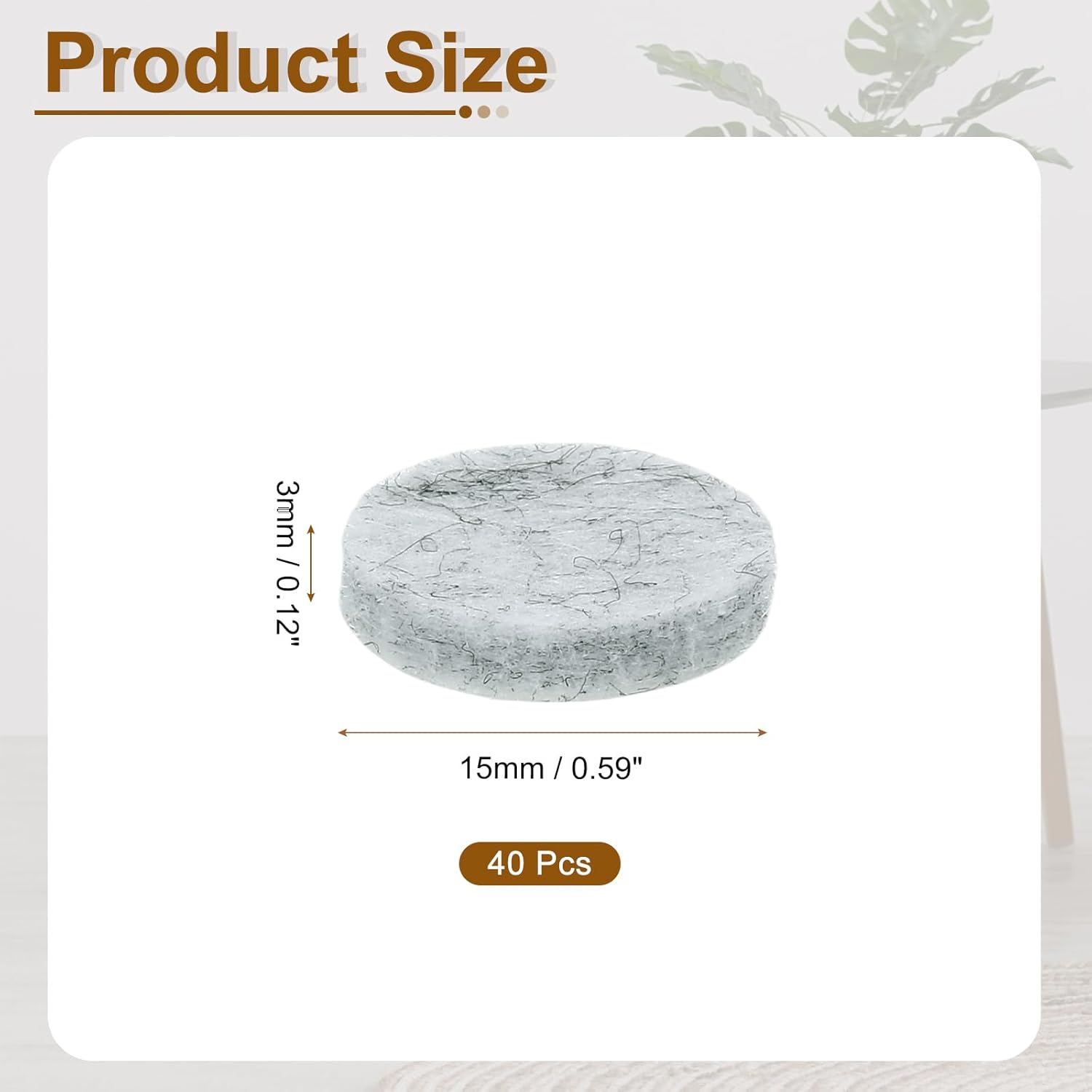 uxcell Round Felt Furniture Pads, 40pcs, 0.6" Dia x 0.12" Thick, Gray, Adhesive Backed, Non-Slip, Anti-Scratch, Chair Leg Protectors for Hardwood, Laminate & Tile Floors