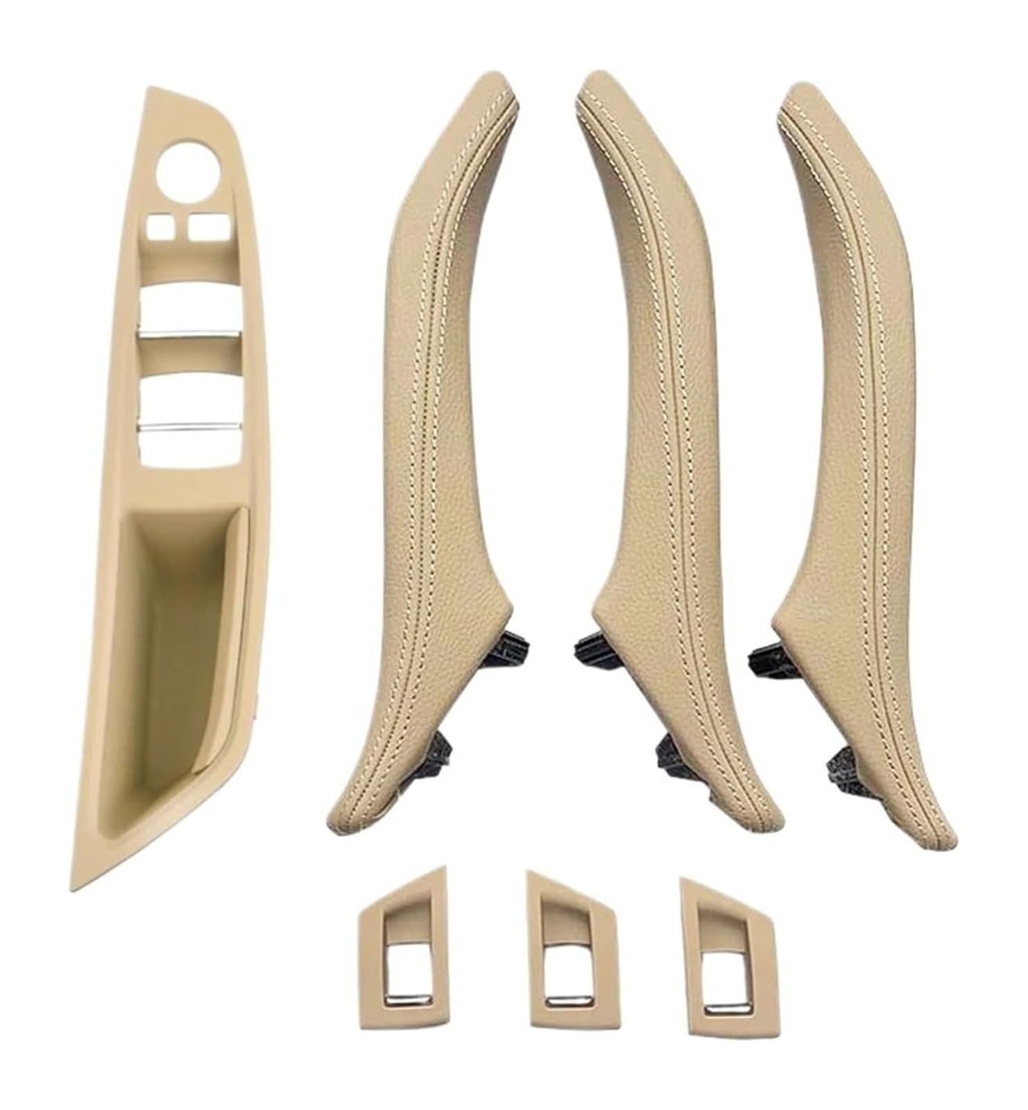 FANGZIQF Inner Door Pull Handles for 5 Series F10 F11 F18 520 523 525 528 530 535 2010-2017 LHD 7pcs Interior Door Armrest Panel Pull Handle(Beige,A)