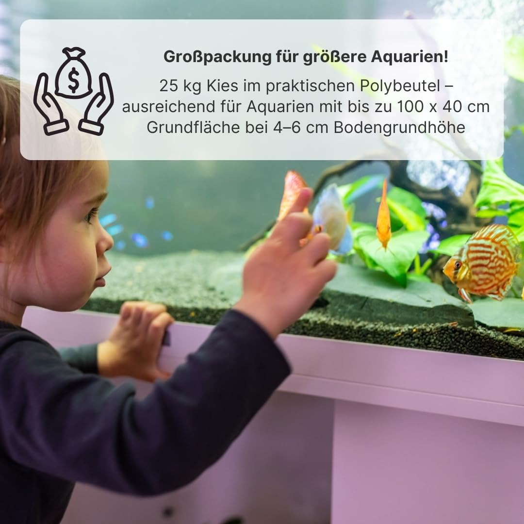 25 kg noire Quartz Gravier 'Haute Qualité pour' 2–3 mm fond de gravier d'aquarium Sable