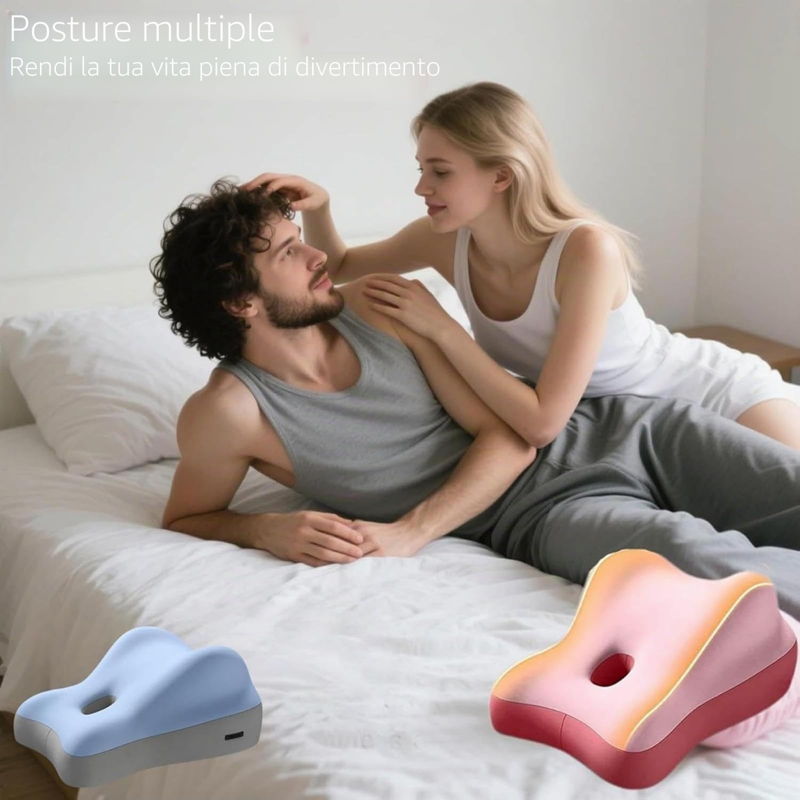 Cuscino per coppia ChiroMonk, cuscino per coppia a 27 gradi per l'intimità, cuscino a cuneo in memory foam per supporto intimo e schiena, cuscini per coppias con funzione di rimbalzo (Black)