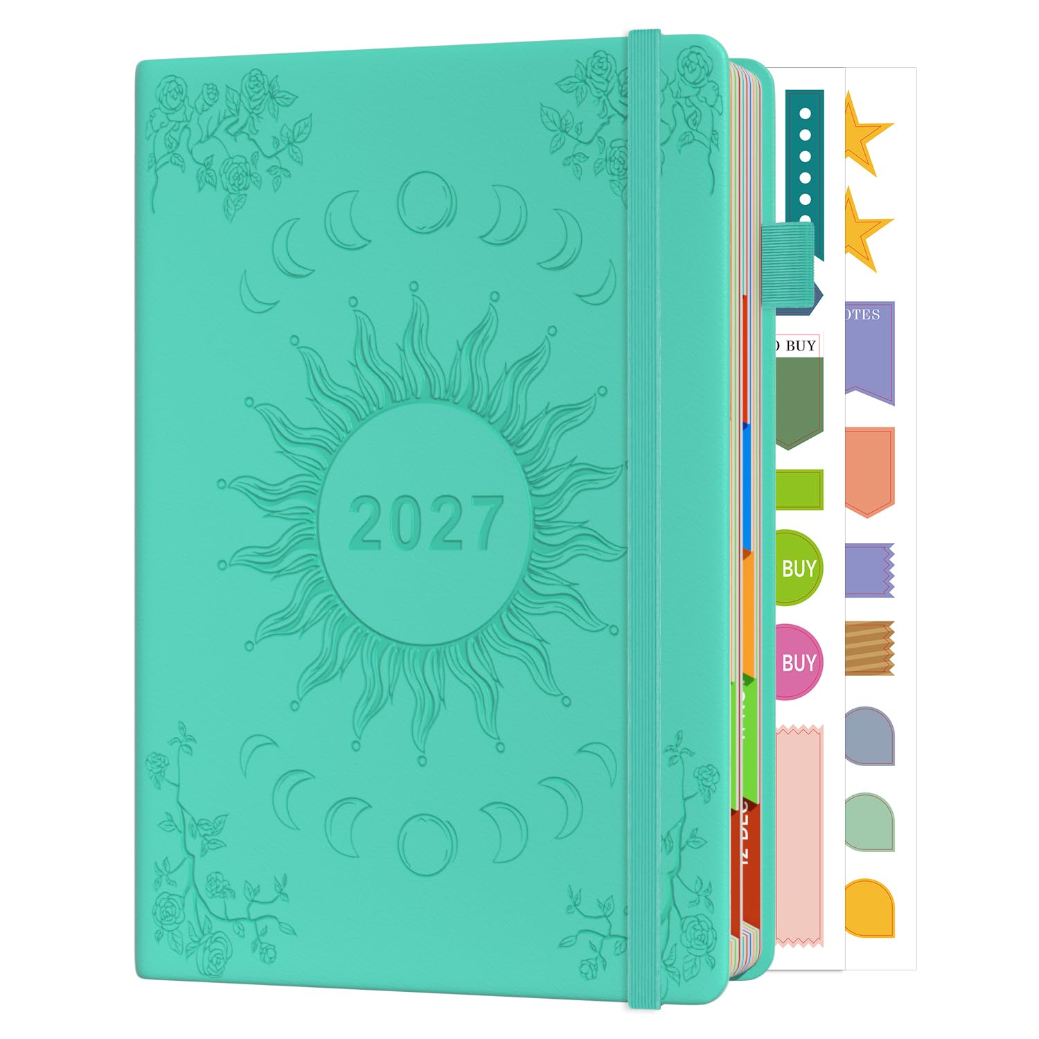 Sailingvan 2027 Diary Page a Day, January -December 2027, Diary 2027 Day Per Page Daily Planner, Monthly Overview with Colorful Tabs, Elastic Strap, Pen Loop & Inner Pocket, Stickers (8.5'' x 5.8'')