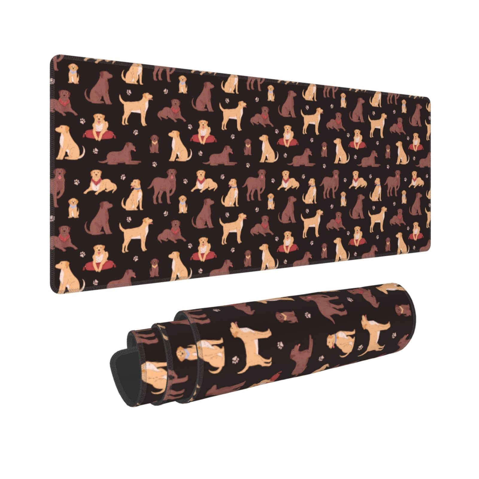 Large Gaming Mouse Pad, Chocolate Labrador Retriever Dog Computer Keyboard Pad Desk Pad, Non-Slip Desk Matt for Desktop, Mousepad for Office Home Desk Accessories 12x31.5