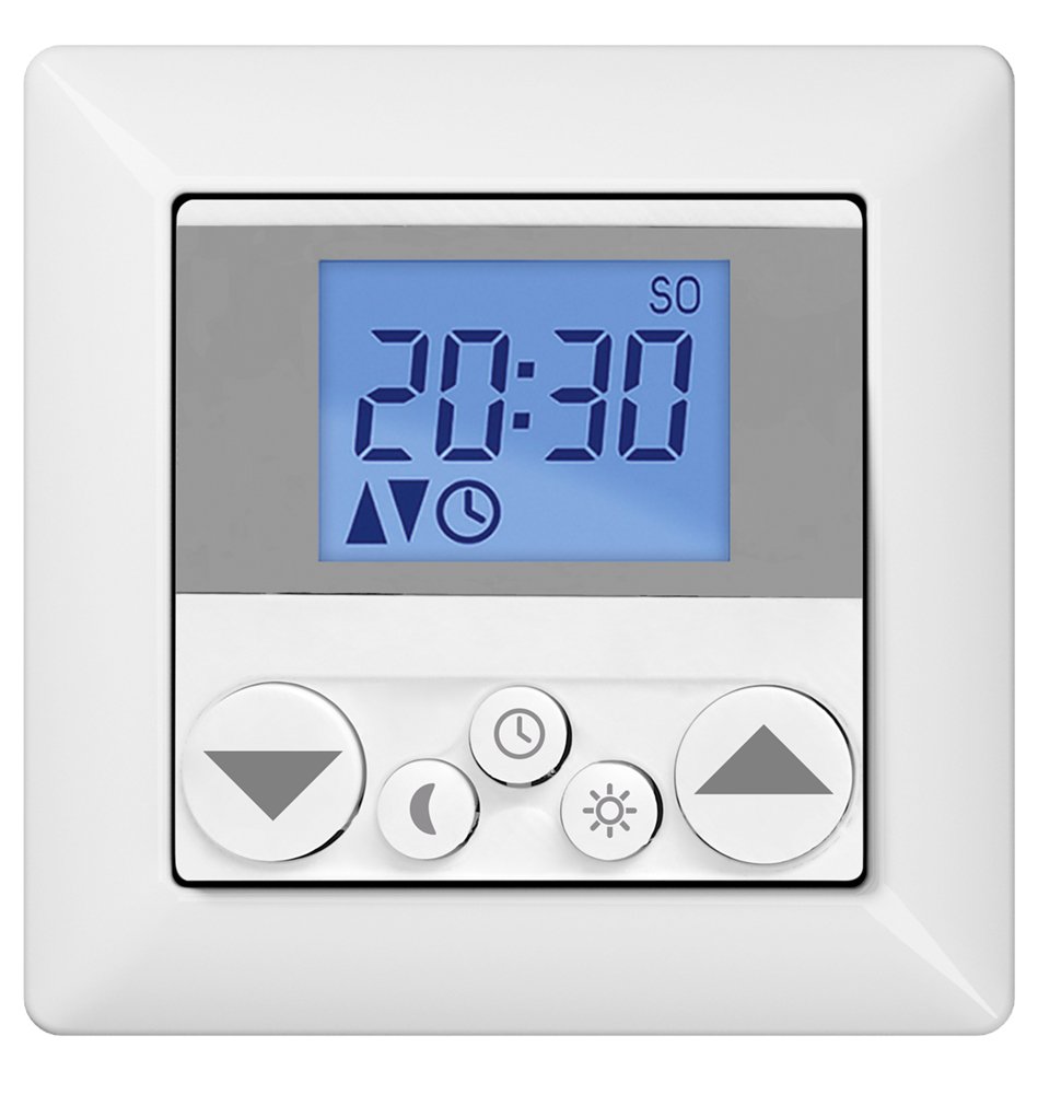 WIR elektronik, eWickler Standard 3 Fenster Funk-Set, eW930-F-M, 3x elektrischer Gurtwickler + 1x Funkuhr eU140, für 15mm Gurtband, Aufputz, bis 45Kg, Fahrtzeiten einstellbar, inkl. Netzstecker
