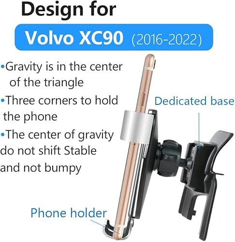 Miniatura 6 de LUNQIN - Soporte de teléfono de coche para Volvo XC90 2026 2025 2024 2023 2022 2021 2020 2019 2018 2017 2016 y XC-90 híbrido 2016-2026 accesorios