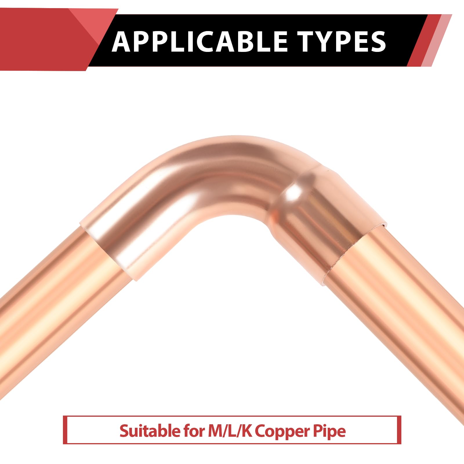 EFIELD - Confezione da 10 raccordi a gomito in rame FTG da 1/2" x 1/2", raggio lungo 90°, in rame, (COPPER138)