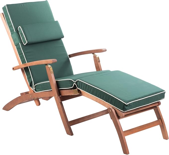 Alfresia Luxury Steamer Deck Chair Cushion in Cream Garden & Outdoors