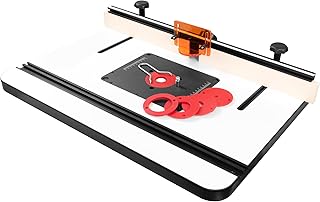 Fulton Woodworking Tools 24"x 32" Premium Router Table Top with Fence, 1-3/8" Thick MDF Router Tabletop Package with Plate & 5 Interchangeable Insert Discs