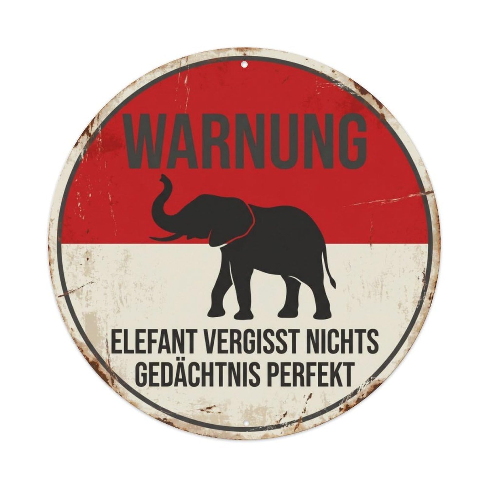 Retro Elephant Memory Master Vintage Metal Tin Sign Plaque Wall Decor for Cafe, Club, Garden Round Metal Poster 8x8Inch