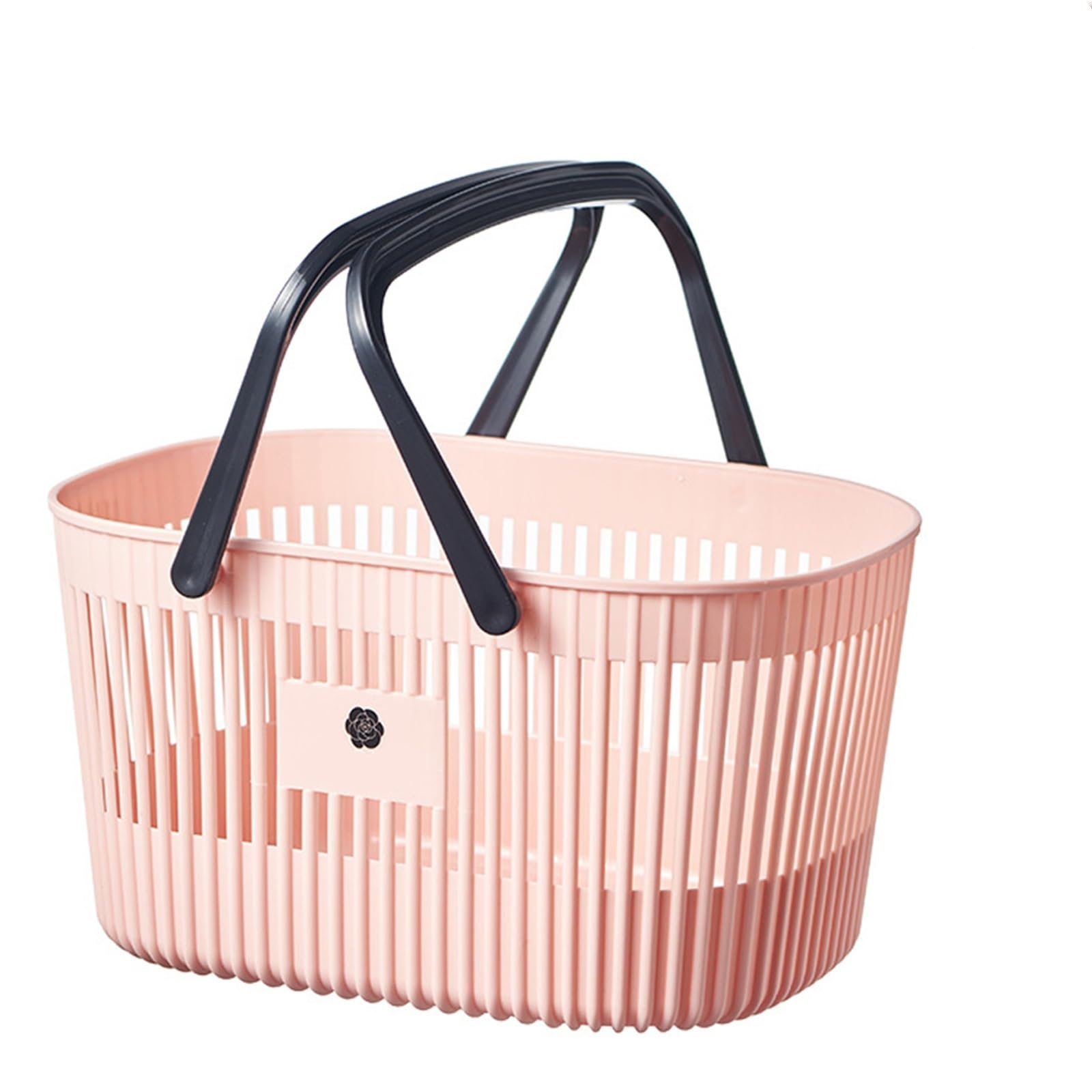 Bathroom Storage Basket Organizer Basket with Handles Drainage Toiletry Bin Stackable Storage for Storing Bathroom Body Wash(Pink Flower)